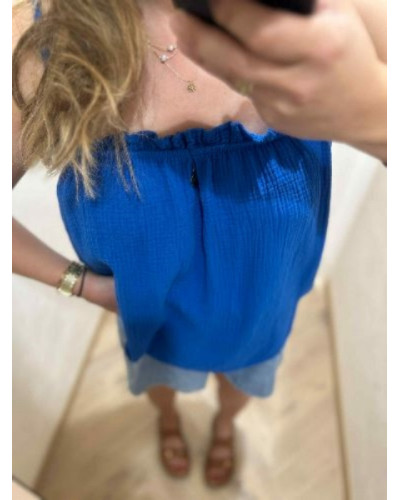 Débardeur froufrou bleu roi