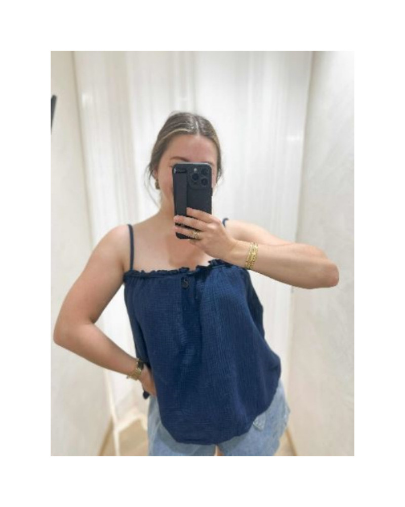 Débardeur froufrou bleu marine