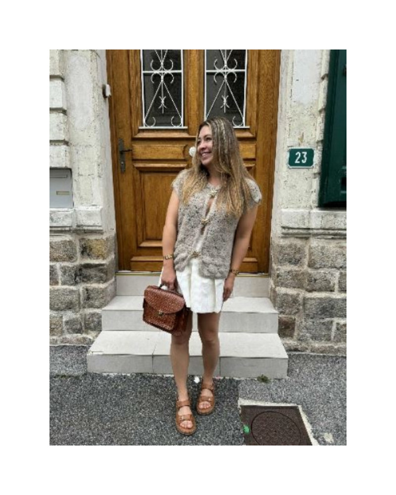Pull boutons soleil gris clair