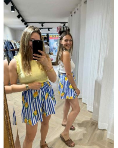 Short rayures citron