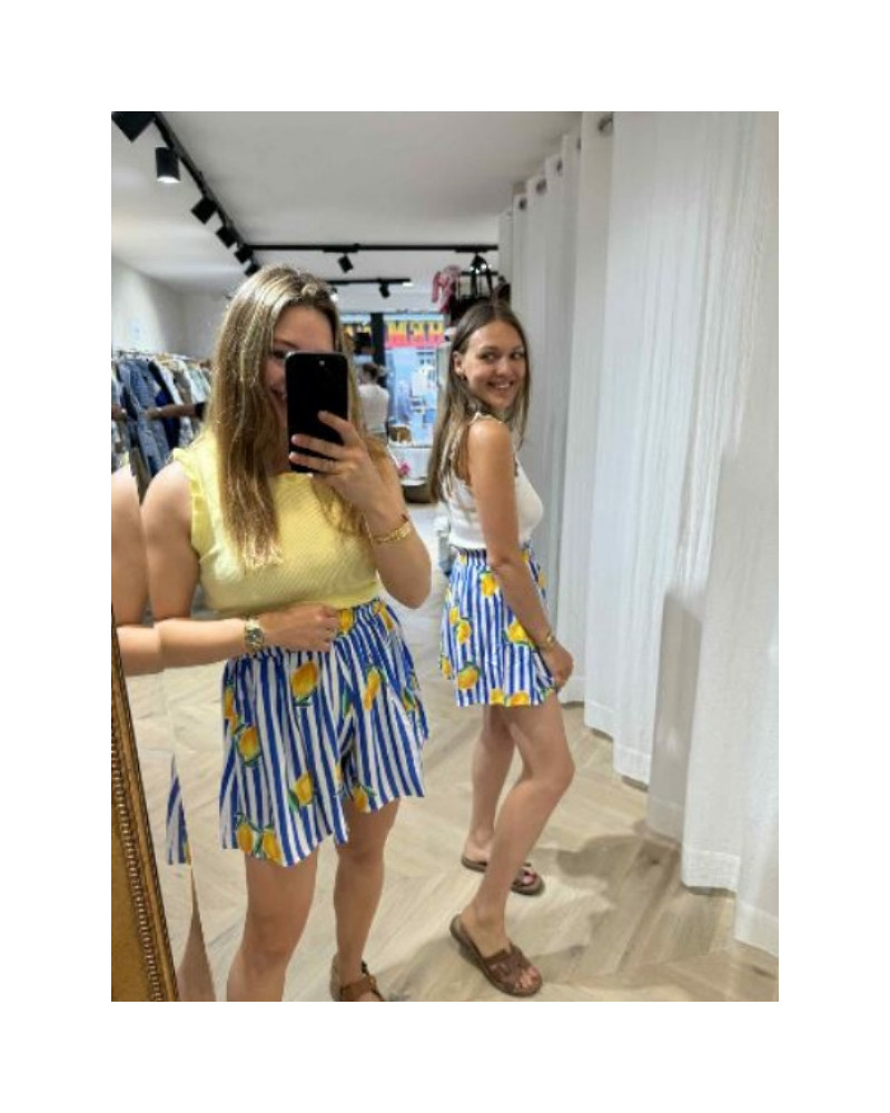 Short rayures citron