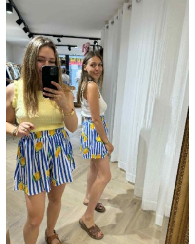 Short rayures citron
