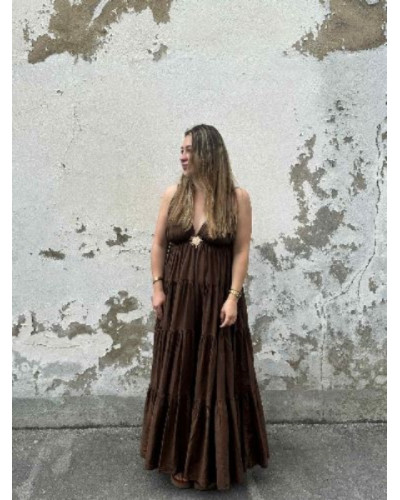 Robe longue soleil chocolat