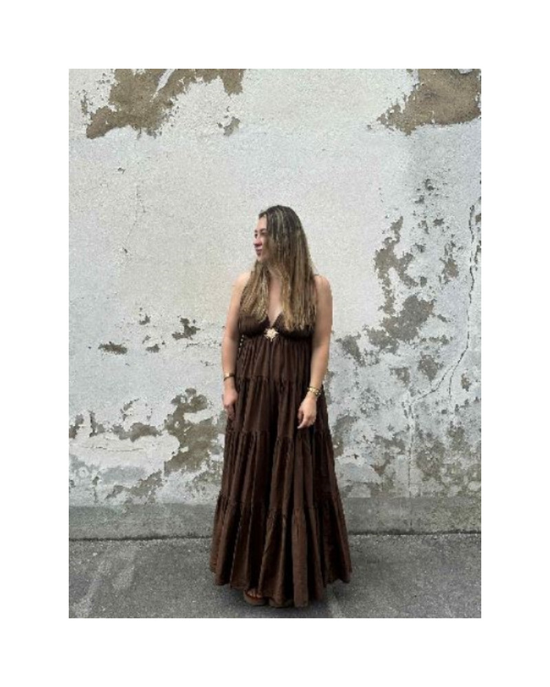 Robe longue soleil chocolat