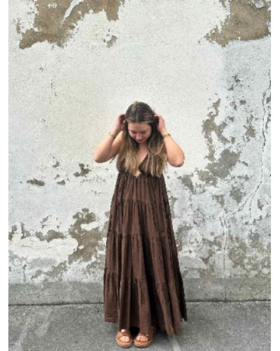 Robe longue soleil chocolat