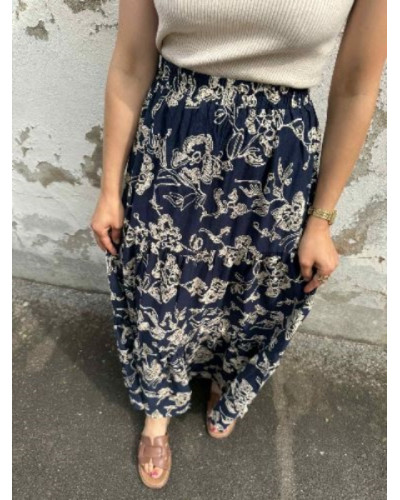 Jupe bleue marine broderie