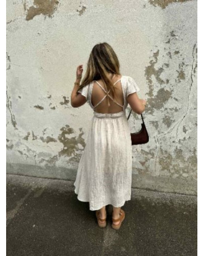 Robe longue creme coton