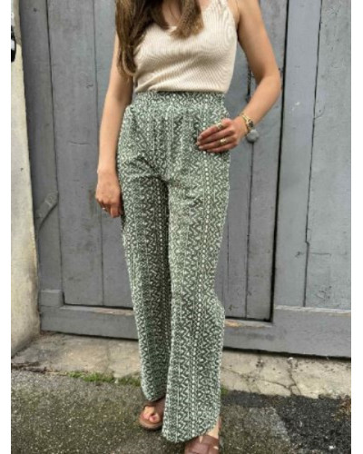 Pantalon kaki broderie
