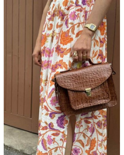 Robe longue orange et rose