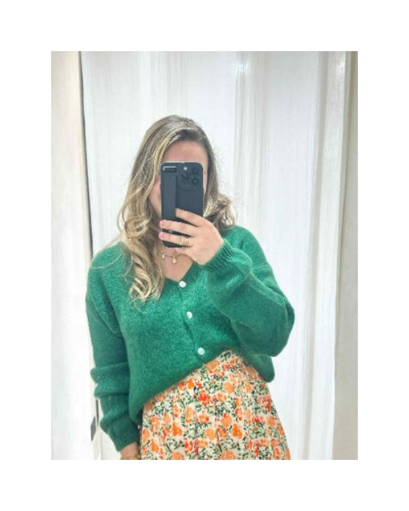 Gilet maille vert sapin