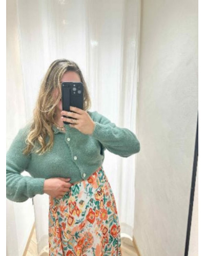 Gilet maille vert amande