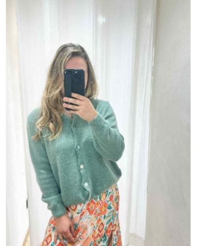 Gilet maille vert amande