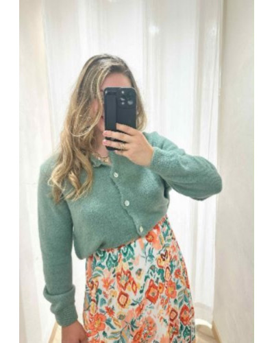 Gilet maille vert amande