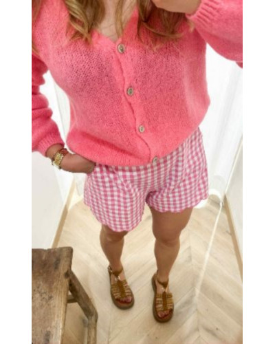 Gilet maille rose