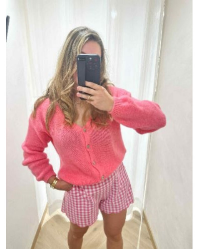 Gilet maille rose