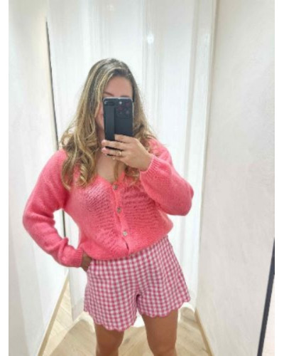 Gilet maille rose