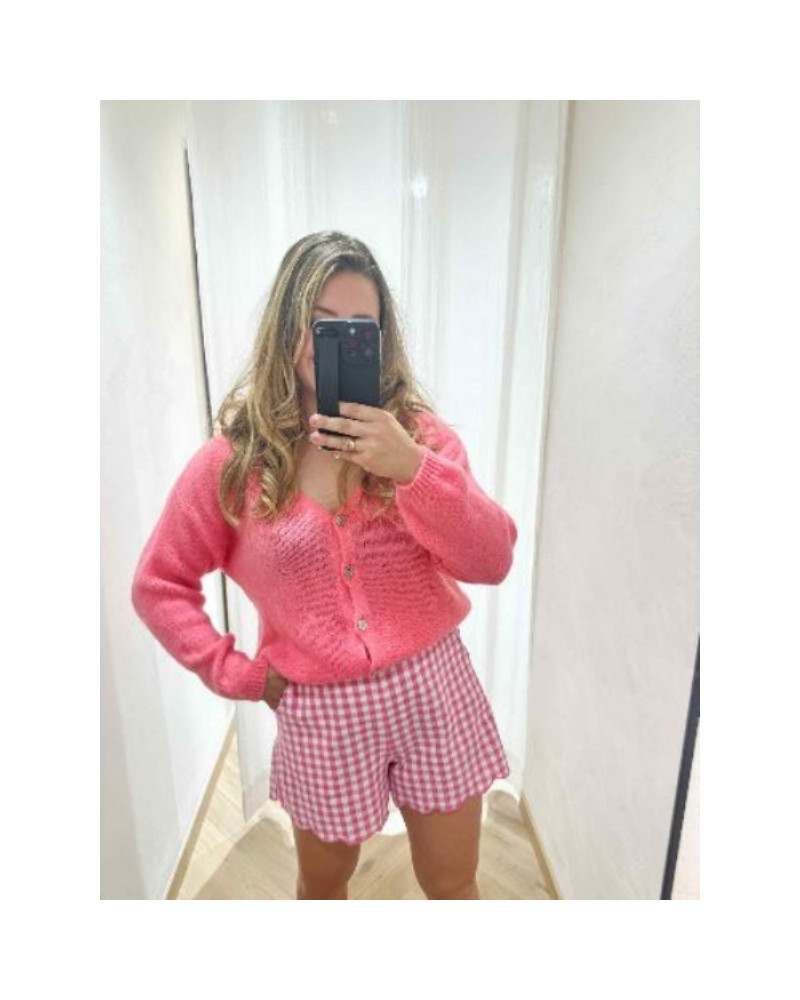 Gilet maille rose