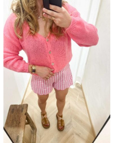 Gilet maille rose