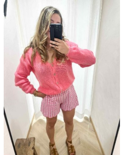 Gilet maille rose