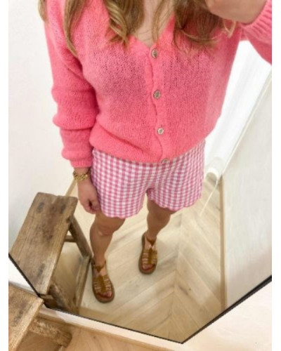 Gilet maille rose