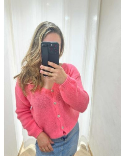 Gilet maille rose