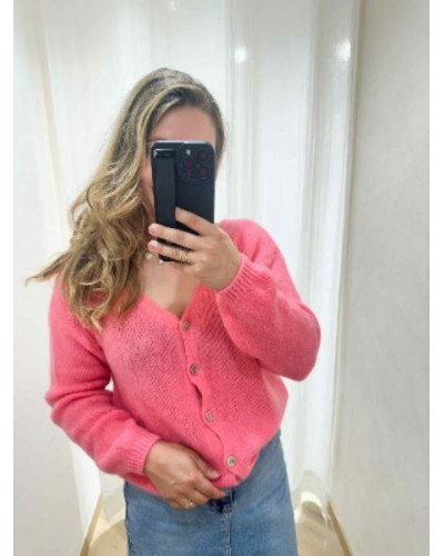 Gilet maille rose