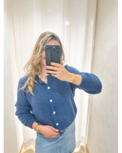 Gilet maille bleu marine