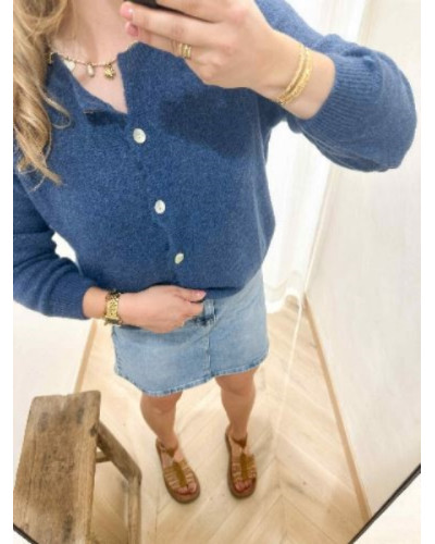 Gilet maille bleu marine