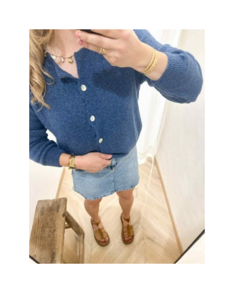 Gilet maille bleu marine