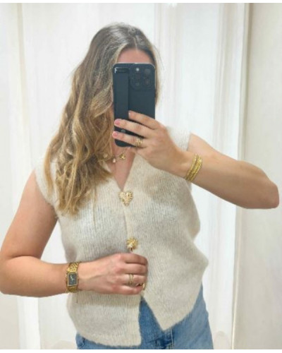 Gilet sans manche beige