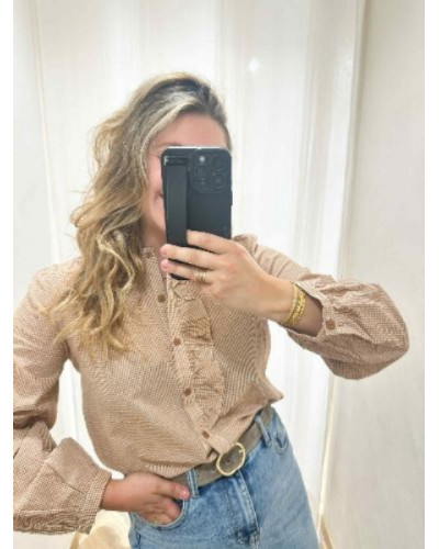 Chemisier vichy camel