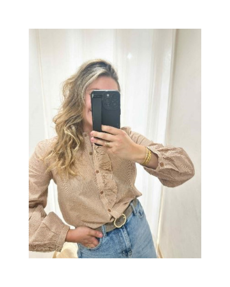 Chemisier vichy camel