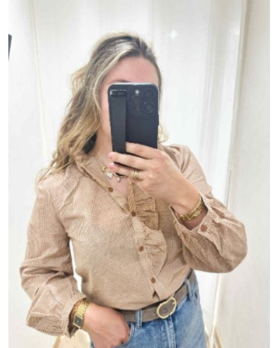 Chemisier vichy camel