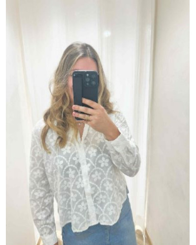 Chemisier blanc brodé