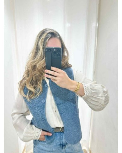 gilet bouclette bleu ciel