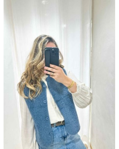 gilet bouclette bleu ciel