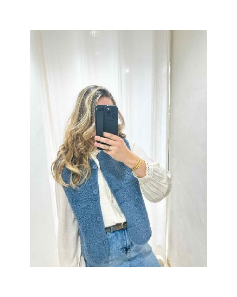 gilet bouclette bleu ciel
