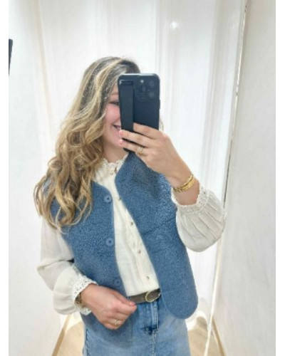 gilet bouclette bleu ciel
