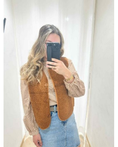 Gilet bouclette caramel