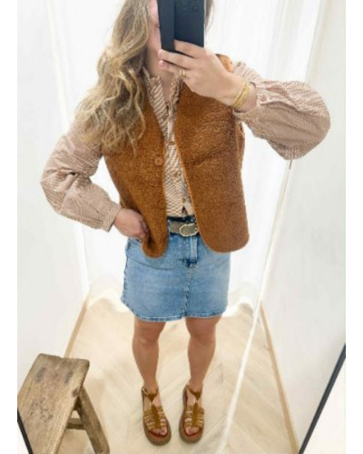 Gilet bouclette caramel