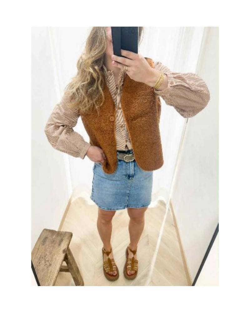 Gilet bouclette caramel