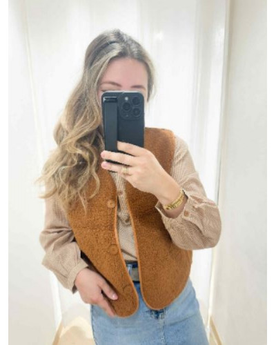 Gilet bouclette caramel