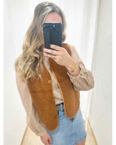 Gilet bouclette caramel