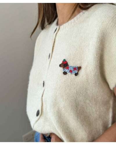 Gilet écru teckel