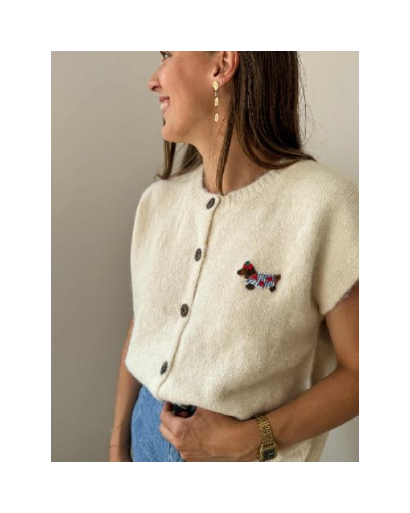Gilet écru teckel