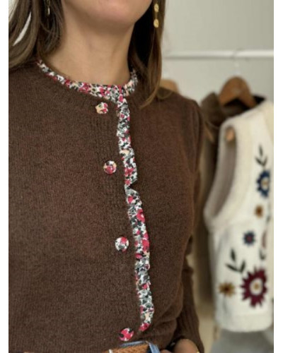 Gilet pull chocolat liberty