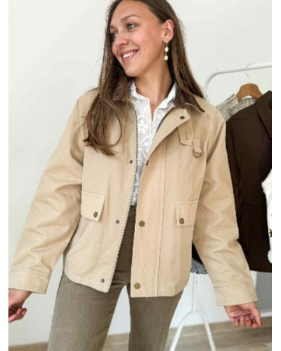 Veste beige col velour