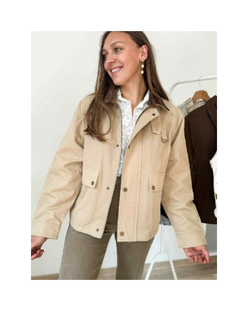 Veste beige col velour