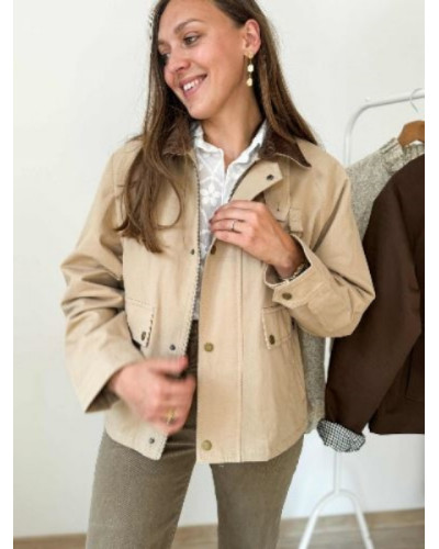 Veste beige col velour