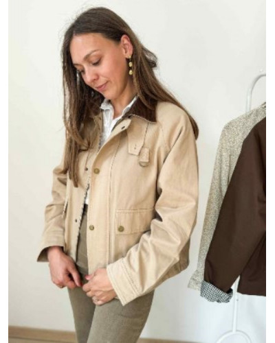 Veste beige col velour